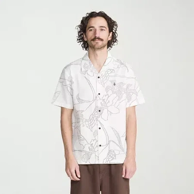 Volcom Mens Short Sleeve Regular Fit Button-down Shirt In White