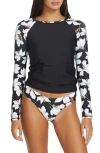 Volcom Midnight Lily Long Sleeve Rashguard In Black