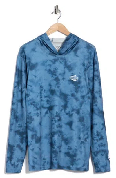 Volcom Overlap Hooded Long Sleeve T-shirt In Blue