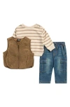 Volcom Pullover, Jeans & Faux Shearling Vest Set In Multi
