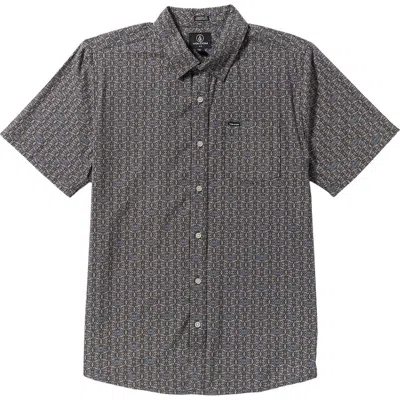 Volcom Scaler Stone Short Sleeve Button-up Shirt In Blue