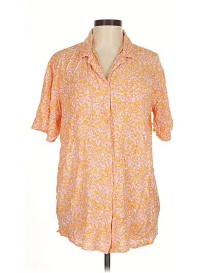 Pre-owned Volcom Short Sleeve Blouse In Orange