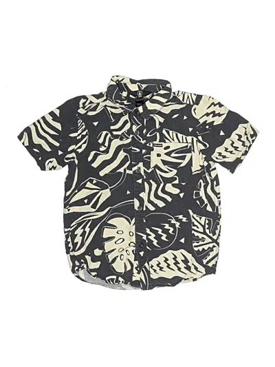 Pre-owned Volcom Kids' Short Sleeve Button Down Shirt In Black