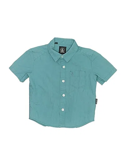 Pre-owned Volcom Kids' Short Sleeve Button Down Shirt In Blue