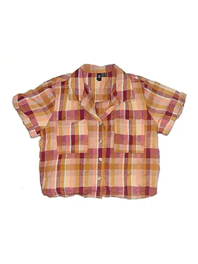 Pre-owned Volcom Kids' Short Sleeve Button Down Shirt In Orange