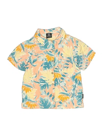 Pre-owned Volcom Kids' Short Sleeve Button Down Shirt In Yellow