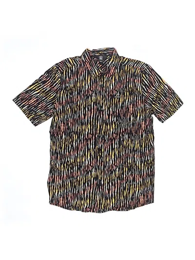 Pre-owned Volcom Kids' Short Sleeve Button Down Shirt In Yellow