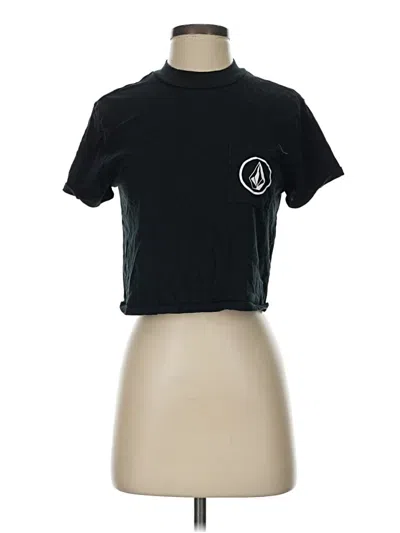 Pre-owned Volcom Short Sleeve Top Black Keyhole Neckline Tops