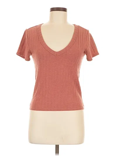 Pre-owned Volcom Short Sleeve Top Orange V Neck Tops