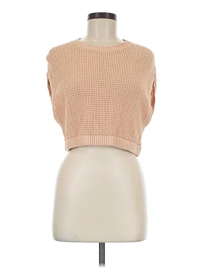 Pre-owned Volcom Short Sleeve Top Tan Square Neckline Tops