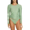 Volcom Simply Core Long Sleeve Rashguard In Grass Green