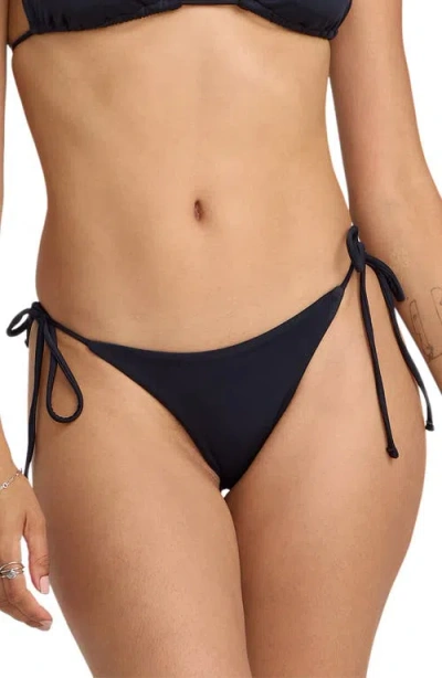 Volcom Simply Seamless Side Tie Bikini Bottoms In Black