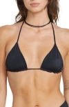 Volcom Juniors Simply Solid Slide Triangle Bikini Top V Waist Bikini Bottoms In Black