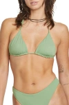 Volcom Simply Seamless Triangle Bikini Top In Grass Green