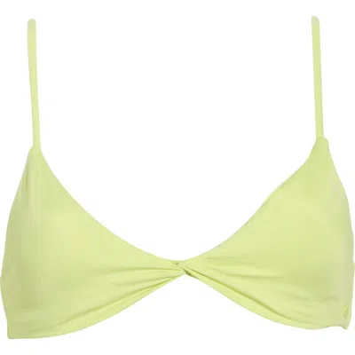 Volcom Simply Seamless Twist Front Bikini Top In Green