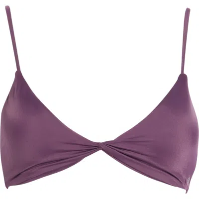 Volcom Simply Seamless Twist Front Bikini Top In Purple