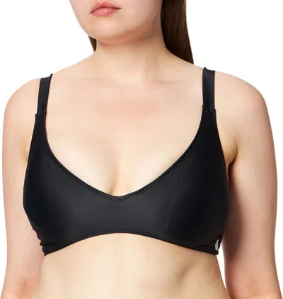 Volcom Simply Solid Strappy Back Halter Bikini Top In Black