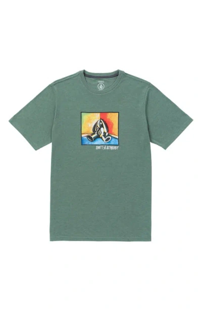 Volcom Soft & Stoney Graphic T-shirt In Fir Green Heather