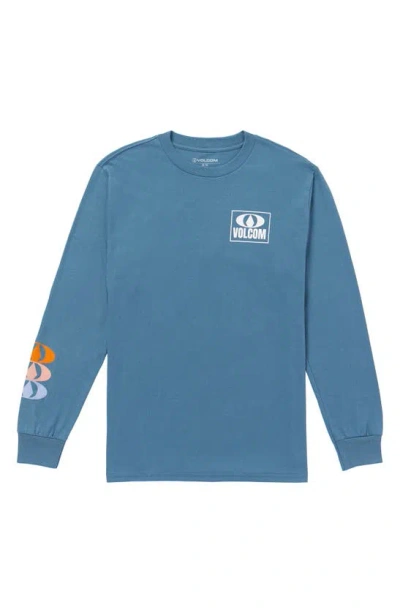 Volcom Stone Badge Long Sleeve Graphic T-shirt In Blue