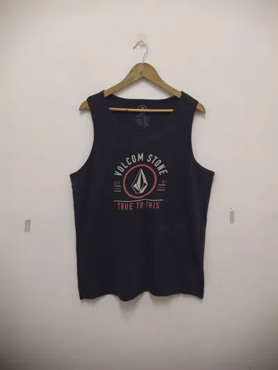 Pre-owned Volcom Stone "true To This" Graphic Tank Top In Black