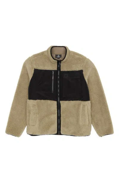Volcom Storm Stone High Pile Fleece Jacket In Dark Khaki