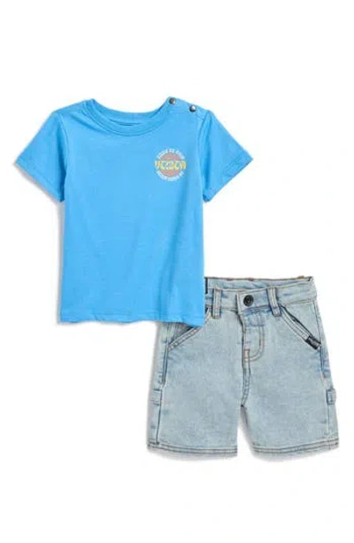 Volcom Babies'  Stripe T-shirt & Carpenter Shorts Set In Blue