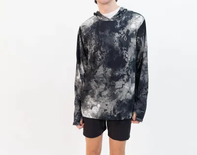 Volcom Surf Vitals Stack Hooded Long Sleeve Shirt In Black In Gray