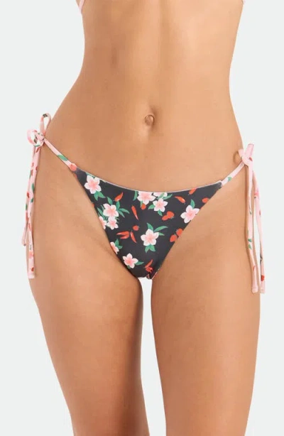 Volcom Sweet & Spicy Side Tie Reversible Bikini Bottoms In Black