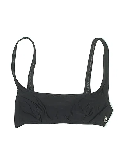 Pre-owned Volcom Swimsuit Top Black Solid Pattern Swimwear