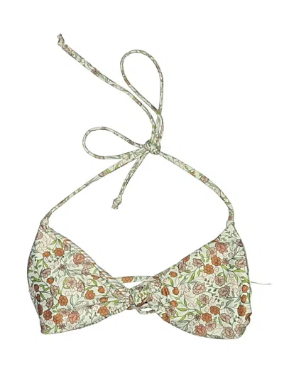 Pre-owned Volcom Swimsuit Top White Paisley Pattern Swimwear