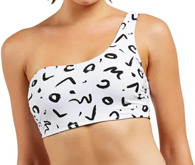 Volcom Tag Ur It Printed Reversible One Shoulder Bikini Top In Black In White