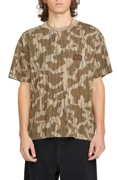Volcom Volcognito Camo Pocket T-shirt In Brindle