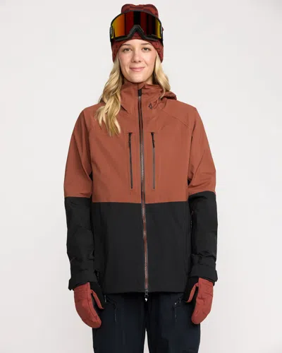 Volcom Vs 3l Stretch Gore Jacket In Brown