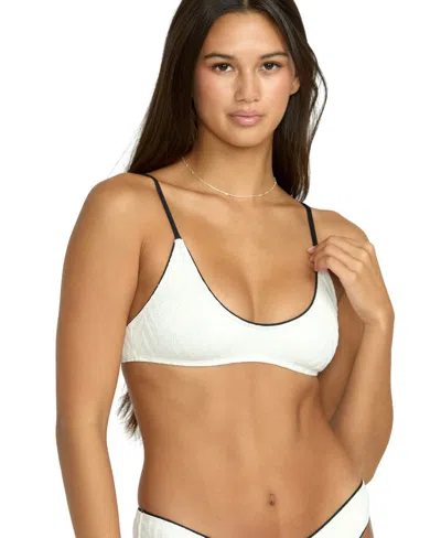 Volcom Women's Baby V-neck Cropped Bikini Top In Star White