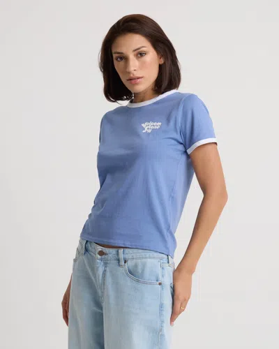 Volcom Women's Brk Up Ringer Tee In Blue
