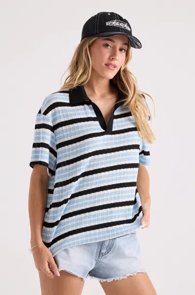 Volcom Women's Coco Ho Rugby Top In Blue Wave