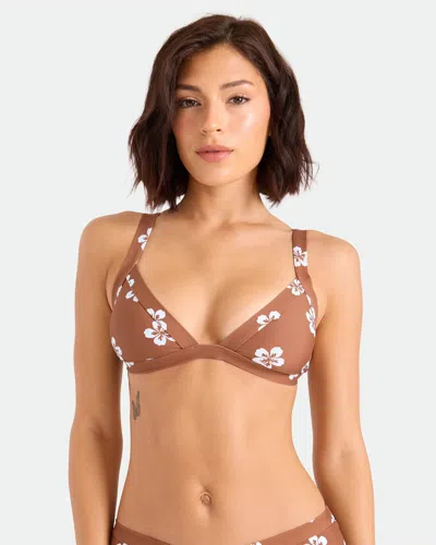 Volcom Women's Coco Retro Bloom Banded Triangle Top In Brown