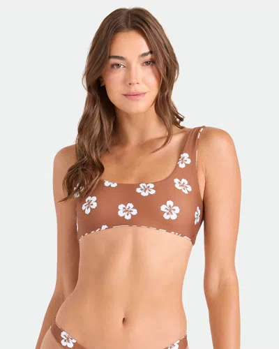 Volcom Coco Retro Bloom Reversible Bikini Top In Brown