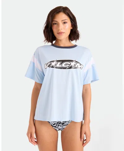 Volcom Women's Crewneck Short-sleeve Swim Cover-up Jersey In Blue