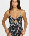 Volcom Women's Dream In Bloom Twist One Piece In Blue
