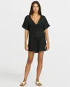 Volcom Go Barefoot Open Stitch Cover-up Romper In Black