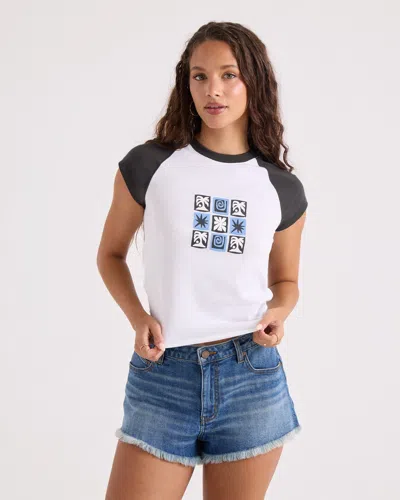 Volcom Women's Kick It Game Day Crop Tee In Vintage Black