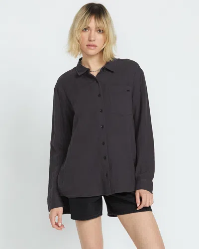 Volcom Women's Lil Button Up Long Sleeve In Black