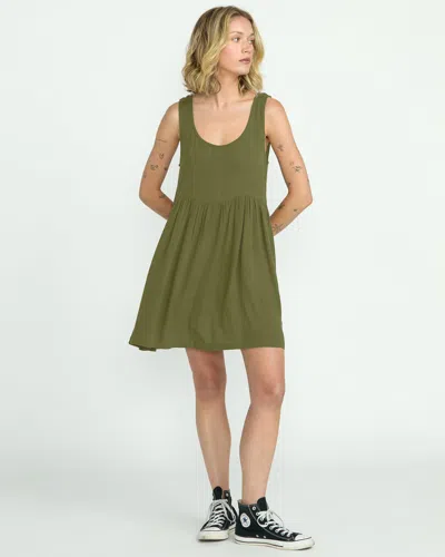 Volcom Women's Lived In Baddie Dress In Green