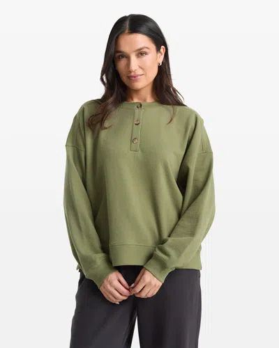 Volcom Women's Lived In Fleece Henley In Green