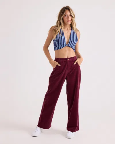 Volcom Women's Relaxed Pull On Cord Pants In Burgundy