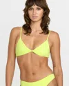 Volcom Women's Simply Seamless Vneck Bikini Top In Green