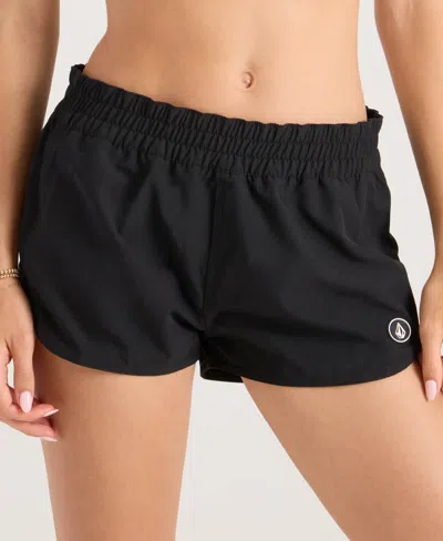 Volcom Women's Simply Solid Cover-up Boardshorts In Black
