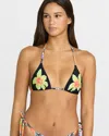 Volcom Women's Starlight Glow Halter Triangle Bikini Top In Black