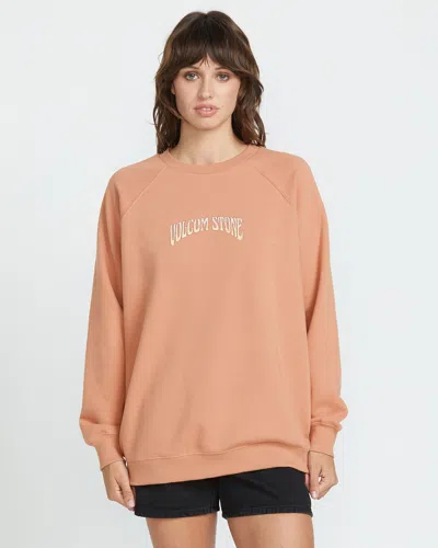 Volcom Women's Stone Magic Boyfriend Crew In Brown